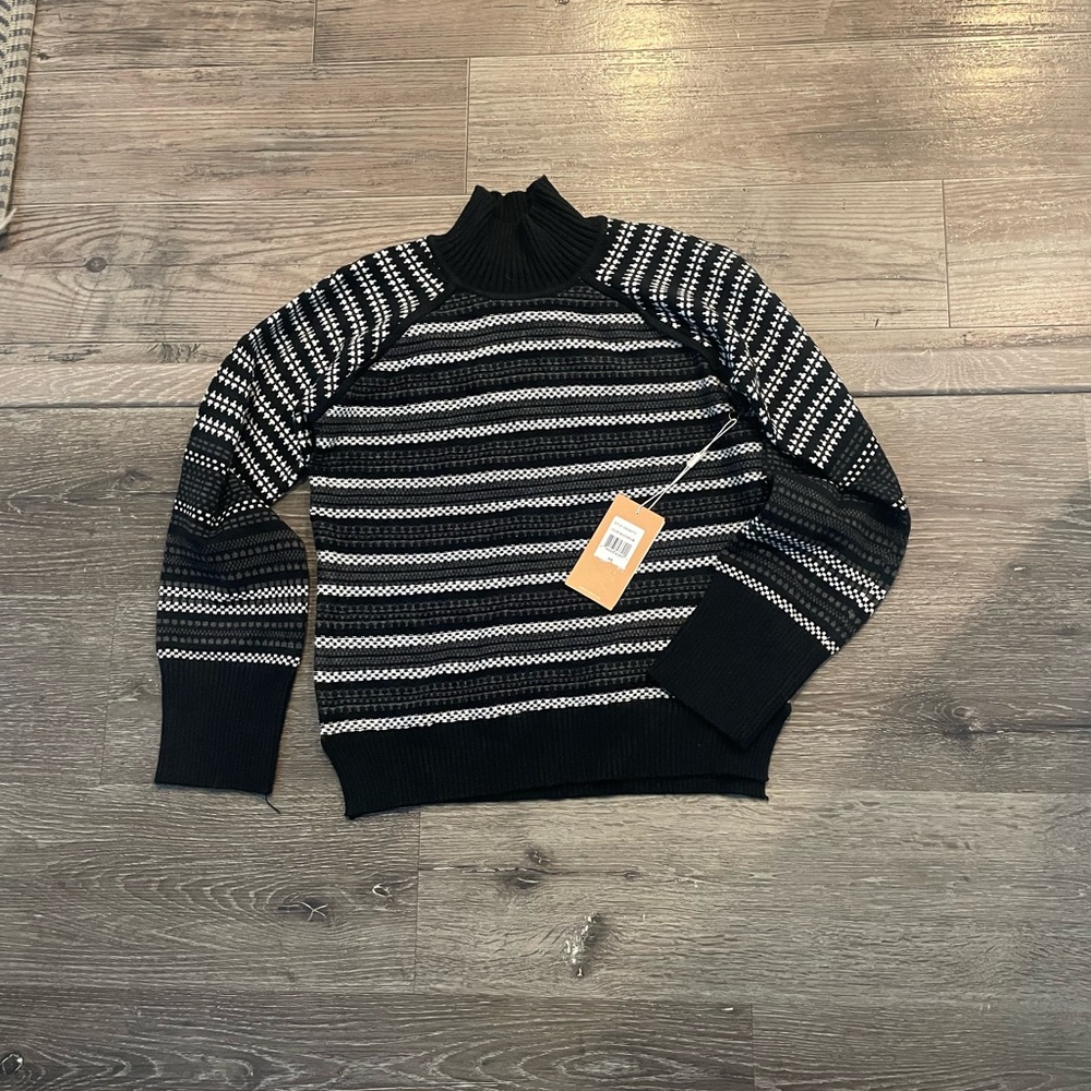 Black and White Striped women Sweater